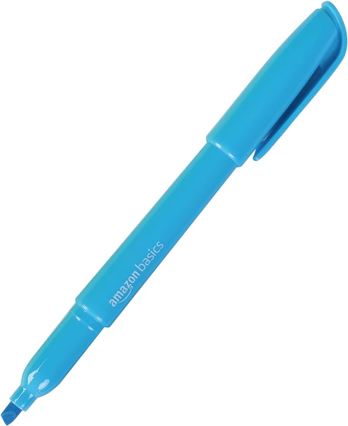 Amazon Basics Highlighters, Fluorescent Ink, Chisel Tip, Assorted Colors, School Supplies, 12 Pack