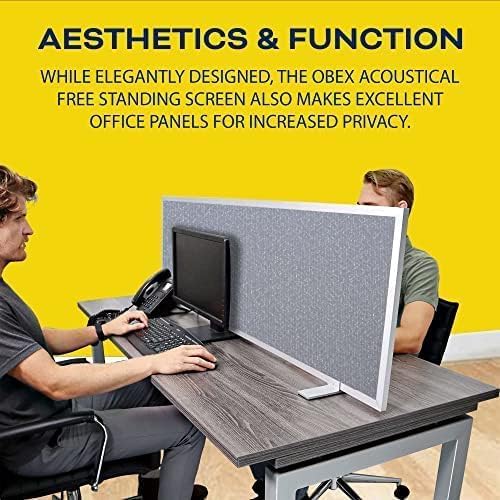 OBEX Acoustical Free Standing Privacy Screen, Cubicle Accessories Desk Privacy Panel, Desk Dividers for Office, Office Furniture Partitions Portable Sound Proof Dividers, 24" x 48", Twilight