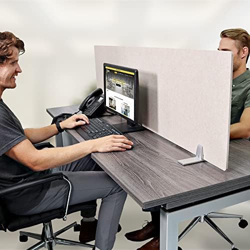 OBEX Free Standing Desk PET Privacy Screen Table Top Home & Office Furniture Partitions and Dividers, Portable Workstation Freestanding Panels, 18" x 60", Sand