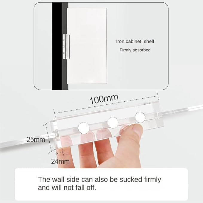 ECKEK Magnetic Sign Holder Grip Holder, Powerful Magnet, Acrylic Sign Holder for Retail Shelves Display Store Vendor Event Warehouse and Shop Supplies (Wood Base 400*150mm/15.75*5.91inches)