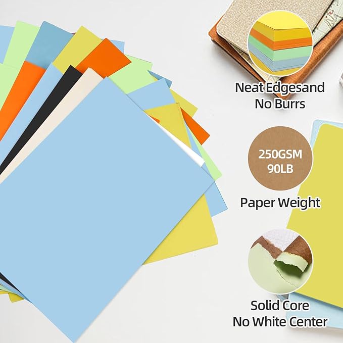 30 Sheets Brown Kraft Cardstock 8.5'' x 11'', 250gsm/90lb Heavyweight Cover Cardstock Paper, Thick and Smooth Card Stock Perfect for Invitations, Menus,DIY Cards, Arts and Crafts