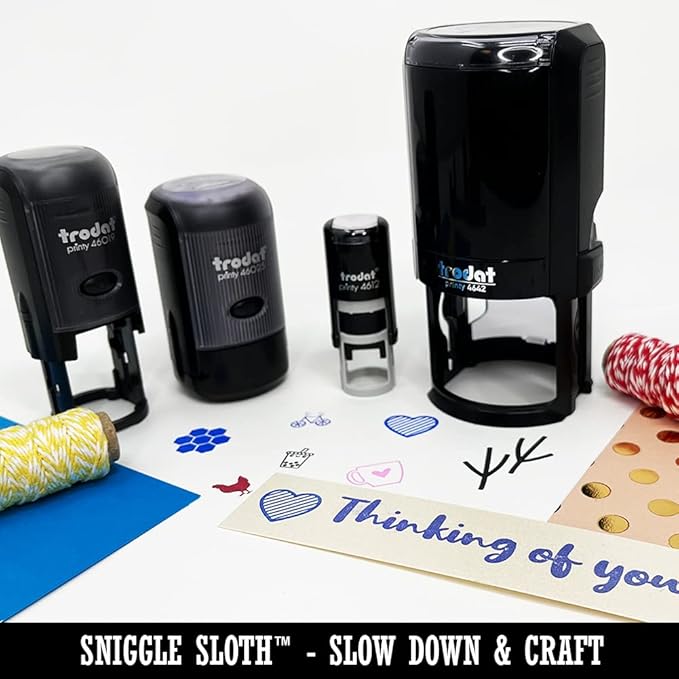 Thank You in Heart Self-Inking Rubber Stamp Ink Stamper for Stamping Crafting Planners - 3/4 Inch Small - Black Ink