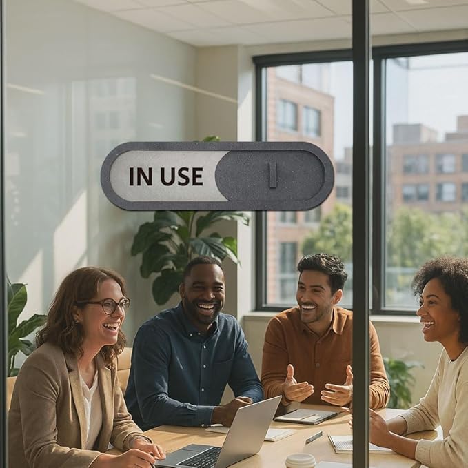 GEEKBEAR In Use Available Slider Door Sign for Home Office - Premium MDF, 7.5 x 2.2 in (Blue)