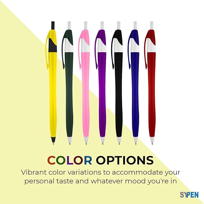 SyPen Personalized Pens With your Custom Logo or Text-1000 Pack Bulk-for Businesses, Parties, and Events, Custom Printed Slim Ballpoint Click Pens, Black Barrel Color, Black Ink