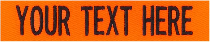 Custom Uniform Name Tapes Solid Colors. Neon Orange Fabric, 3.5 Inch Hook Fastener (Uniform Ready Fastener)
