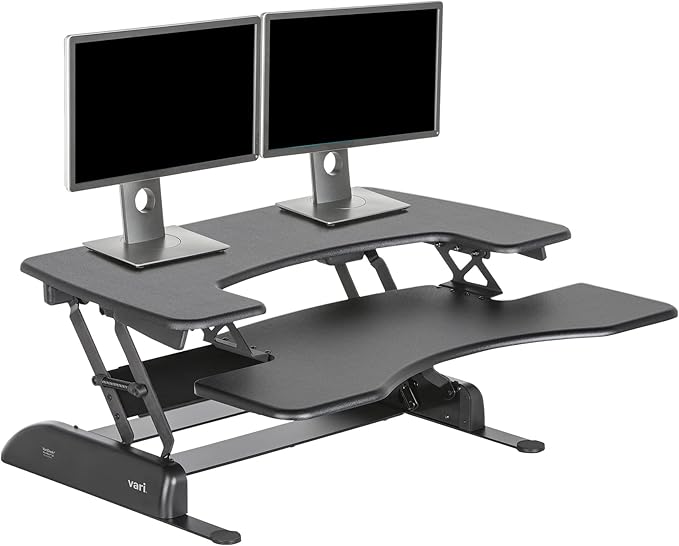 Vari VariDesk Pro Plus 36 - Adjustable Desk Converter with 11 Height Settings - Laptop Sit Stand Desk Riser for Home Office, Table Tops, Workspace - Fully Assembled with Spring Loaded Lift - Black