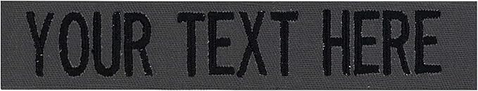 Custom Uniform Name Tapes Solid Colors. Made in The U.S.A. Ships Under 24 Hours. Charcoal Gray Fabric, 4 Inch Sew on