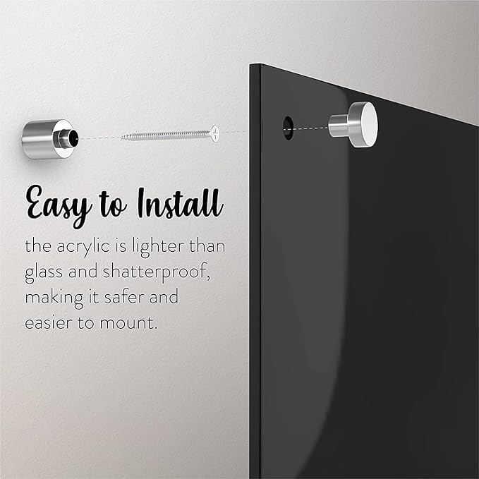 Acrylic Dry Erase Board for Wall with Stylish Border - Shipped Next Day, Made in USA, Non-Magnetic Whiteboard, Wall Mounted Board, Easy to Clean (Black - 20x30)