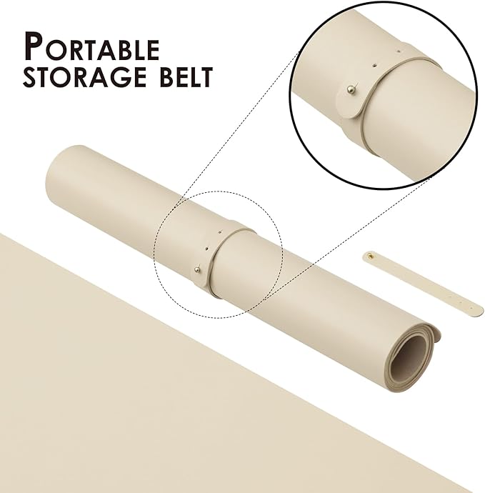 Leather Desk Mat - Non-Slip PU Desk Pad for Office and Home - Desk Organization and Accessories - Ideal for Large Mouse Pad and Desk Mats on Top of Desks (Beige,36"x 17")