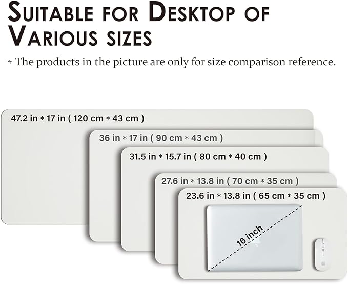 Leather Desk Mat - Non-Slip PU Desk Pad for Office and Home - Desk Organization and Accessories - Ideal for Large Mouse Pad and Desk Mats on Top of Desks (White,27.6"x 13.8")