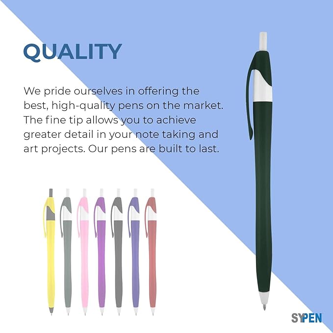 SyPen Personalized Pens With your Custom Logo or Text-1000 Pack Bulk-for Businesses, Parties, and Events, Custom Printed Slim Ballpoint Click Pens, Black Barrel Color, Black Ink