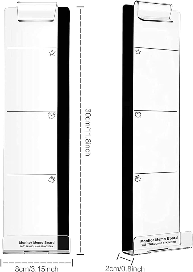 Office Desk Accessories 2pcs Multifunction Computer Monitor Memo Board - Transparent Computer Side Panel Memo Creative Monitor Side Panel Suitable for Office Home Desktop (Notepad Sticky Notes Set)
