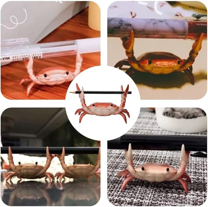 Crab Pen Holder for Desk, Cute Multifunctional Weightlifting Desk Crab Pencil Holder Organizer for Pens, Pencils & Makeup, Funny Desktop Decor Gift for Home Office School (4 pcs)