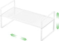 SOFRON Expandable Cabinet Storage Shelf Stackable Organizer Rack for Kitchen Bathroom Pantry Spice Cupboard Coffee Countertop Home Office Desk Heavy Duty Nonslip White Small 1 Pack