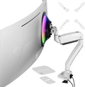 AVLT Single 17"-57" Super Ultrawide Monitor Arm for Screens Up to 59.5 lbs, Premium Aluminum Desk Stand, Adjustable Pneumatic Height, Full Motion Swivel Tilt Rotation, USB-C & USB-A Ports, White