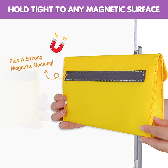 EAMAY Magnetic Marker Pen Holder for Whiteboard or Fridge Magnet Pencil Cup Storage Organizer ,Magnetic Storage Pockets, Whiteboard Accessory Case for Home Office School Supply Storage-Set of 4
