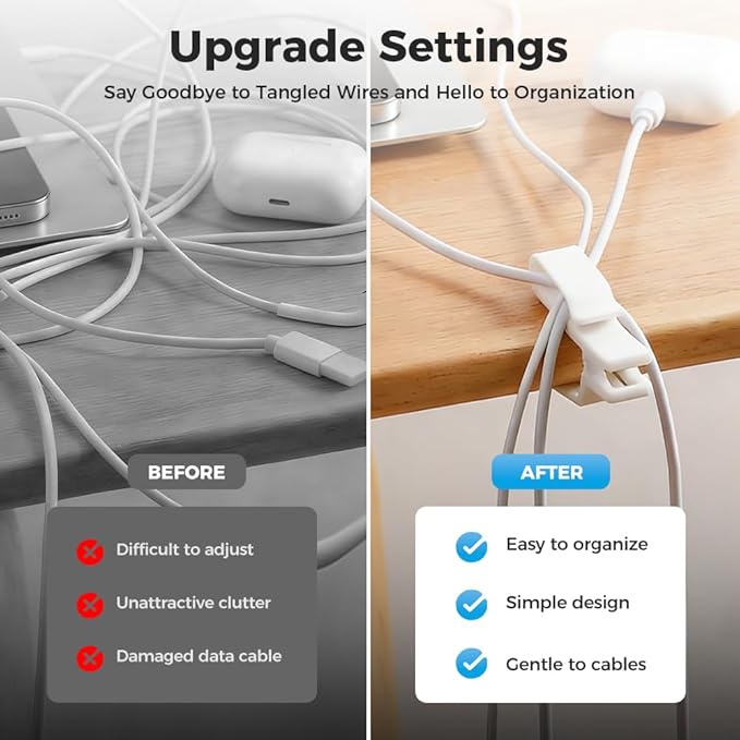 Movable Cord Holder for Nightstand, 2026 New Upgrade Cord Organizer Holder, Cable Organizers USB Cable Holder Wire Organizer Cord Clips, Cable Hider for Home, Office,Cubicle Accessories (3, White)