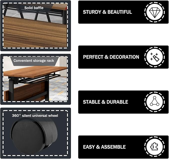 Foldable Conference Table,Modern Mobile Meeting Table with Silent Wheels,Mobile Training Tables for Training Rooms,Rolling Conference Room Tables for Office,Classroom (6pack 70.8 * 21.6 * 29.5)