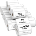 AveneMark 12 Rolls 4" x 2" Direct Thermal Labels for Barcodes Postage Address Shipping Labels Compatible with Rollo & Zebra Desktop Printers Adhesive - 750 Labels/Roll