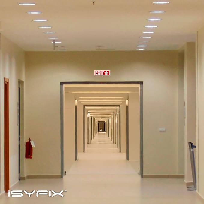 iSYFIX Exit Signs - 6 Pack 12x4 Inch Directional Up Arrow Signs, 40 mil Polystyrene Plastic, UV Laminated, Scratch & Fade Resistant, Waterproof - Ideal for Office, Theater, School, Business