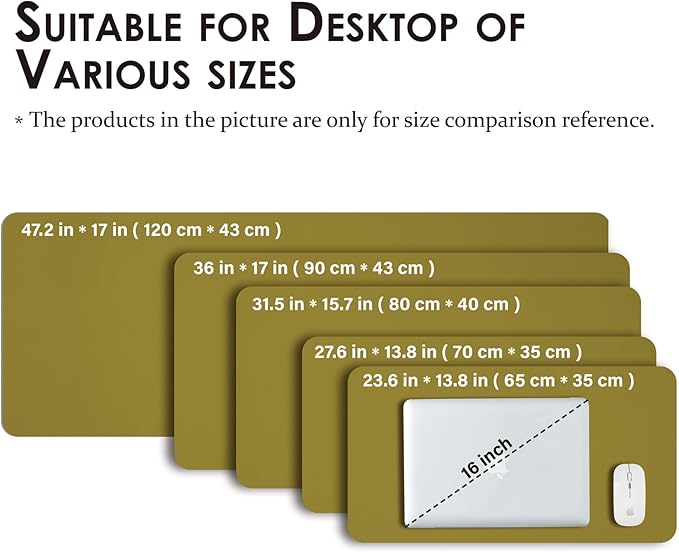Leather Desk Mat - Non-Slip PU Desk Pad for Office and Home - Desk Organization and Accessories - Ideal for Large Mouse Pad and Desk Mats on Top of Desks (Olive Green,31.5"x 15.7")
