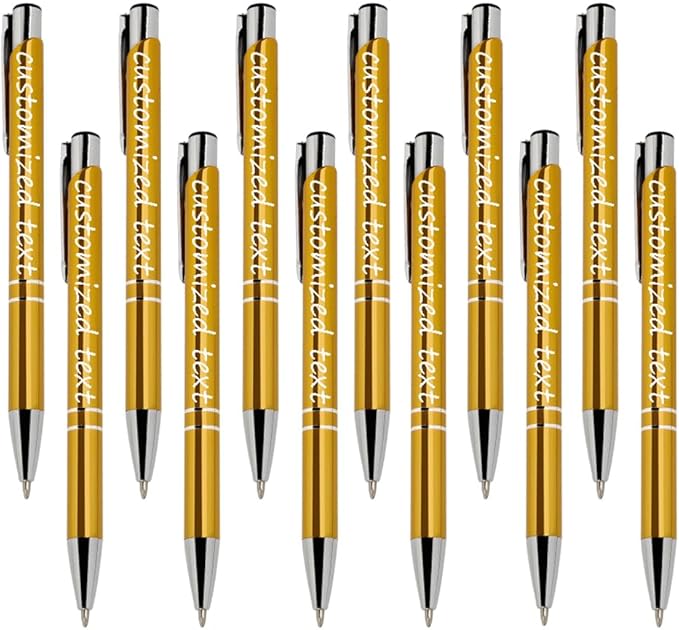 Yucold Customized ballpoint pens in bulk, personalized ballpoint pens with free engraving, for use in companies, enterprises, graduation anniversaries (Yellow,39)