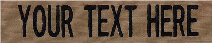 Custom Uniform Name Tapes Solid Colors. Coyote Brown Fabric, 5 Inch Hook Fastener (Uniform Ready Fastener)