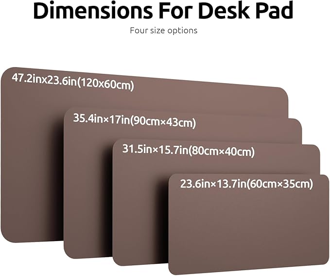 YSAGi Leather Desk Protector, Office Mat, Large Mouse Mat, Non-Slip PU Leather Blotter, Laptop Desk, Waterproof Writing Pad for Office and Home (Chocolate, 35.4" x 17")