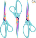 Zicolu 8.5" Scissors All Purpose, Multipurpose Office Scissors Set of 3 Pack, Titanium Coating Sharp Blade, Soft Comfort-Grip, Ideal for Fabric, School, Home, Craft & Sewing, Right/Left Handed, Blue
