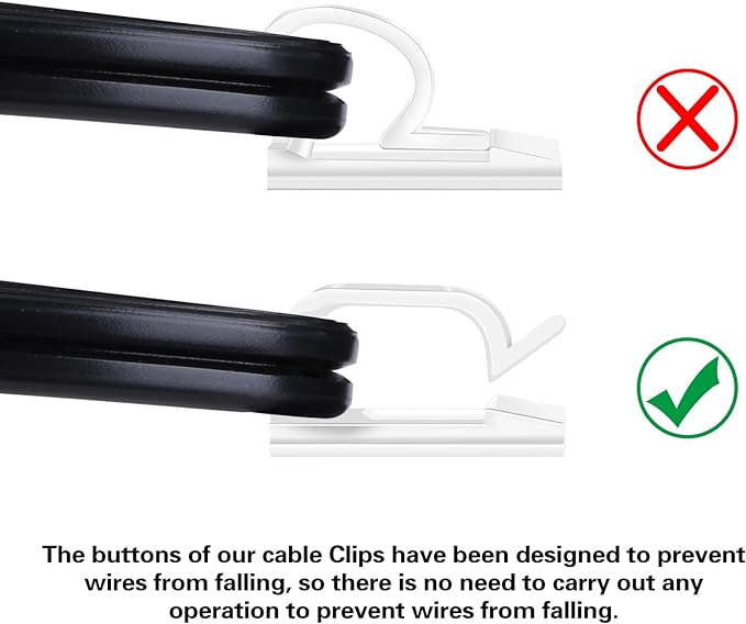 120PCS XHF Adhesive Cable Wire Clips Clear, Outdoor Christmas Light Clips, Cable Holder Staples Cable Management Wire Organizer Cord for Under Desk, Car, Wall, TV PC Ethernet Cable