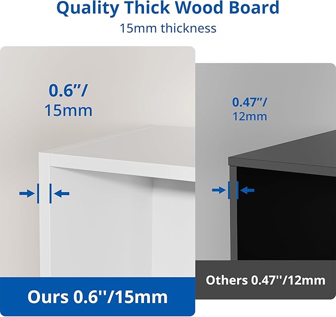 Cozy Castle White Bookshelf, 3-Tier Open Shelf Bookcase, 10 Cube Storage Organizer with Anti-Tilt Device, Freestanding Horizontal Bookshelf Cube Shelf for Bedroom, Living Room