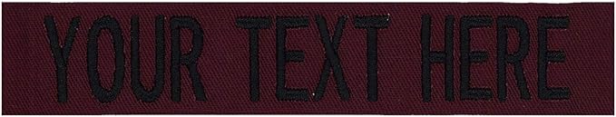 Custom Uniform Name Tapes Solid Colors. Made in The U.S.A. Ships Under 24 Hours. Maroon Fabric, 5 Inch Sew on