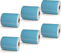 BETCKEY - 4" x 4" Shipping & Large Square Labels Compatible with Zebra & Rollo Label Printer,Premium Adhesive & Perforated[Light Blue, 6 Rolls, 2100 Labels]