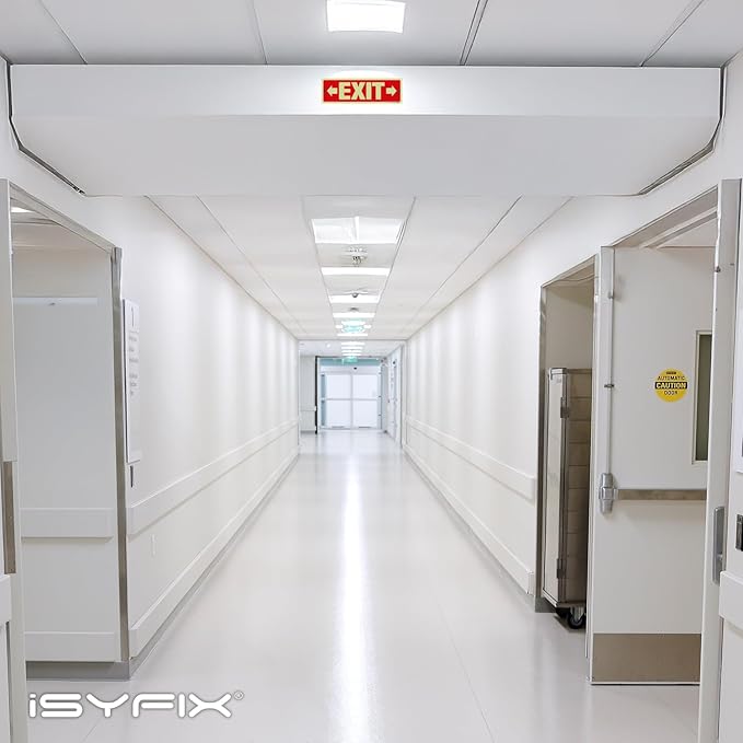iSYFIX Exit Signs with Directional Right & Left Arrow - 12 Pack 12x4 Inch Glow in the Dark for Business, School, Office, Warehouse - Durable 40 Mil Polystyrene, UV Laminated, Waterproof, Scratch & Fade Resistant