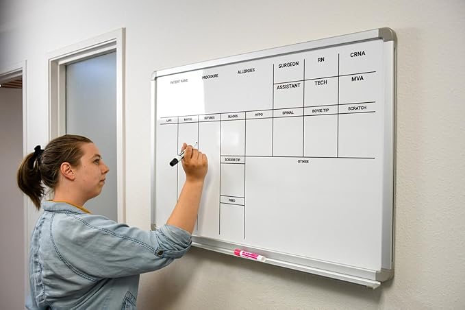OP-Room Dry-Erase Hospital Whiteboard 48" x 36"