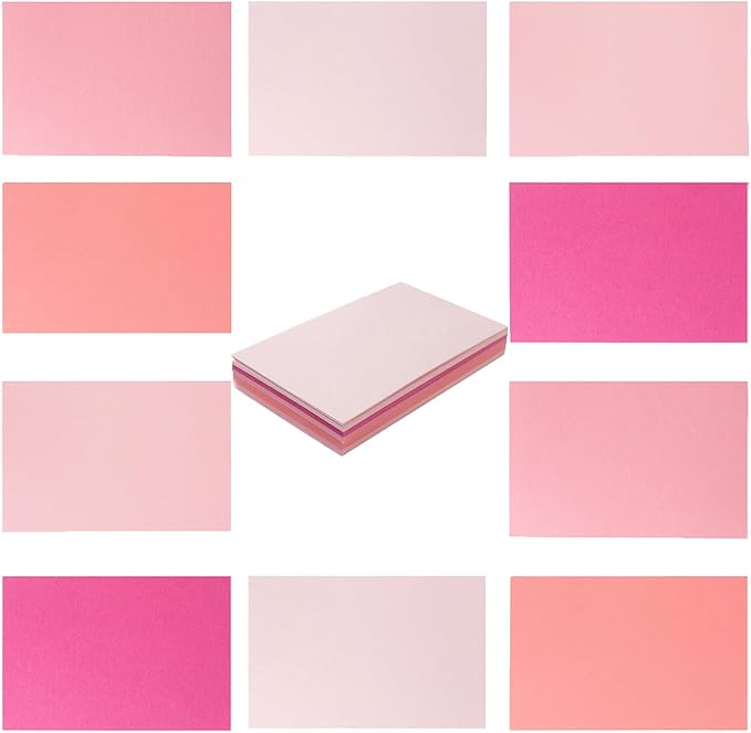 50 Sheets 3x5 Small Colored Cardstock Paper 5 Colors Blank Flash Cards, 250 GSM Heavy Card Stock for DIY Art Projects, Cards (Pink)