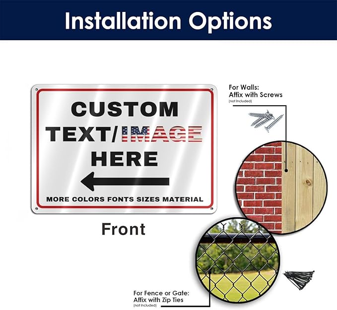 Custom Sign Outdoor Metal Large, Left or Right Arrow, 36''x30'' Glow in the Dark/Reflective Option, Personalized Address Plaque, Customize for Business Logo, Office, Home, Yard