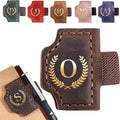Personalized Mark Bookmark with Pen Holder, Leather Magnetic Book Marker 26 Letters,Custom Initials Page Marks, Gifts for Book Lovers Readers Men Women (Coffee, O)