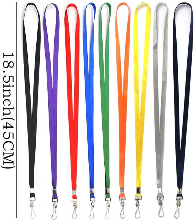 Beebel Black Lanyard Bulk Lanyards for Id Badges Flat Lanyard with Badge Clip Swivel Hook 50 Pack