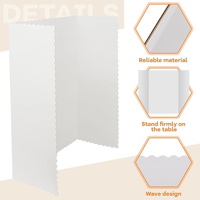 Ctosree 100 Pcs 14 * 22 Inch Tri Fold Poster Board Bulk, Science Fair Project Display Paperboard, Single Wall, Lightweight Presentation Board (White)