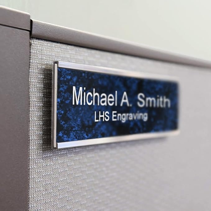 Engraved Name Plates for Door Sign Personalized Purple Plastic Plaque with White Letters - Made in USA 2x12 B13