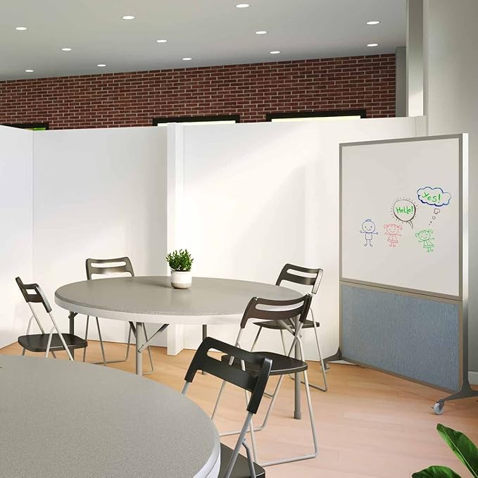 DivideWrite Mobile Whiteboard | Double Sided Dry Erase Board | Portable Office Cubicle Partition | Display for Classrooms, Conference Rooms, Meeting Areas and More | Blue Spruce 5' Wide x 6' Tall