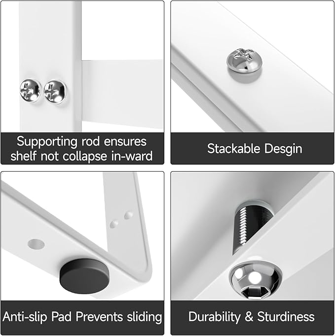 jkxoo 2Pack 16.5-27’’L Expandable Cabinet Shelf Organizers, Stackable Metal Shelves Extender for Kitchen Countertop Storage, Adjustable Spices Shelves Rack Stand for Cupboard Pantry, White