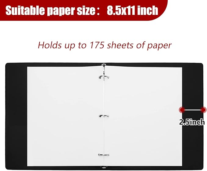Vienrose 3 Ring Binder 1 Inch Round Rings with Linen Fabric Cover, Fits 8.5 x 11 Inch Paper, Durable Organizer for School, Office, Home, Recipes, Black