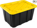 Sterilite 24-Pack Industrial Tote, Plastic Storage Container Bins with Lids, 27 Gallon - Heavy-Duty Organizing Containers for Closet, Bathroom, and Office