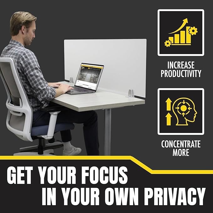 OBEX Frosted Acrylic Desk Mounted Privacy Panel, 24" x 48", Frosted