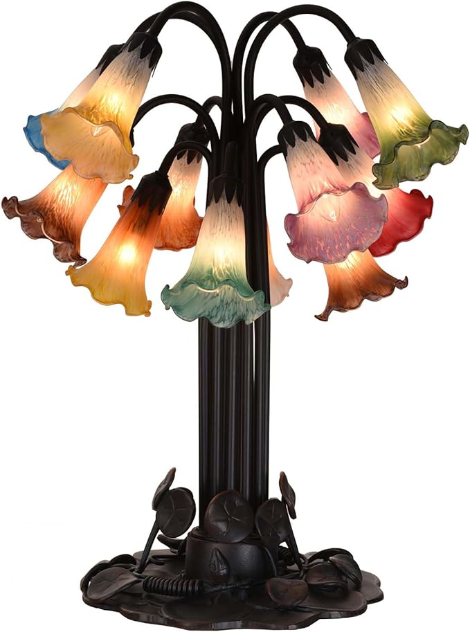 Bieye LS11S Lily Flower Blown Glass Lampshade (Yellow Orange, Opening I.D. 0.87" x O.D. 1")