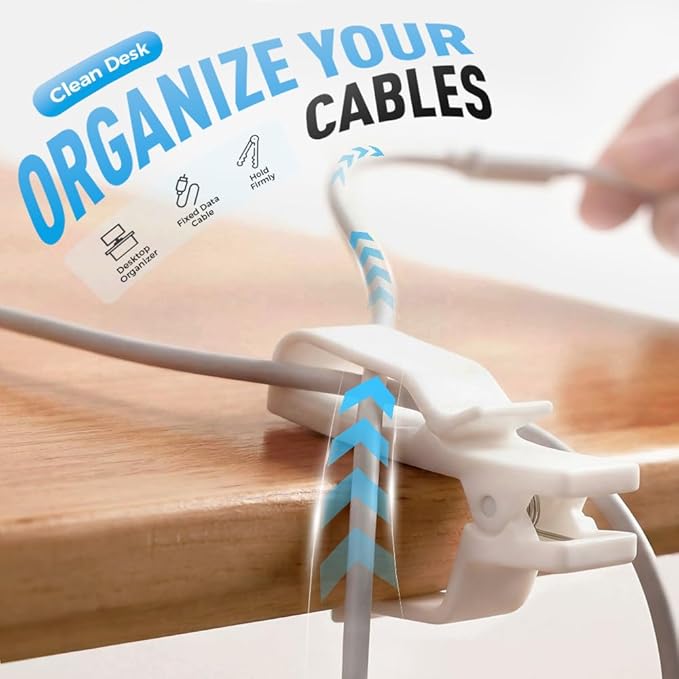 Movable Cord Holder for Nightstand, 2026 New Upgrade Cord Organizer Holder, Cable Organizers USB Cable Holder Wire Organizer Cord Clips, Cable Hider for Home, Office,Cubicle Accessories (3, White)
