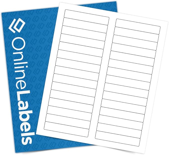 3.434 x 0.667 File Folder Labels - Pack of 7,500 Labels, 250 Sheets - Inkjet/Laser Printer - Online Labels