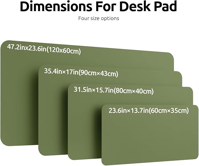 YSAGi Leather Desk Protector, Office Mat, Large Mouse Mat, Non-Slip PU Leather Blotter, Laptop Desk Pad, Waterproof Writing Pad for Office and Home (Green, 23.6" x 13.8")